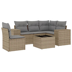 vidaXL Salon de jardin avec coussins 6 pcs beige résine tressée