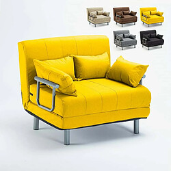 LE ROI DU RELAX Canapé-lit convertible en tissu Deborah Twin, Couleur: Jaune