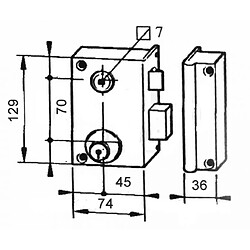 Serrure en applique Bricard monopoint verticale à fouillot Ouvrant Droite 45 mm Pour grilles et portails