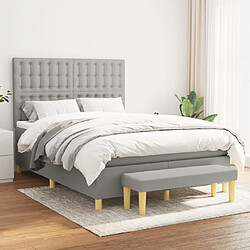 vidaXL Sommier à lattes de lit avec matelas Gris clair 140x200cm Tissu