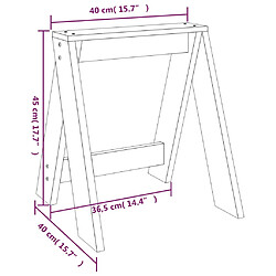 vidaXL Tabourets lot de 2 noir 40x40x45 cm bois massif de pin pas cher