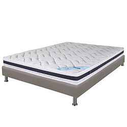 Ebac Matelas + sommier tapissier 140x190 Mousse - Melior - Soutien ferme - Simili taupe