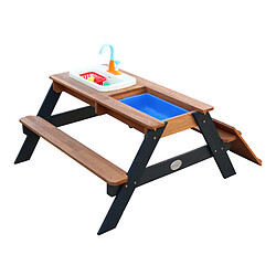 AXI Emily Table Sable et Eau en Bois Anthracite & Marron | Table d'eau avec couvercle, boîtes de rangement & jeu évier de cuisine | Table de Jeu Enfant à Eau pour le jardin