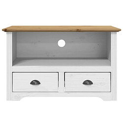 Avis Maison Chic Meuble TV scandinave avec 2 tiroirs - Banc TV pour salon BODO marron 91x43x56cm bois massif pin -MN67065