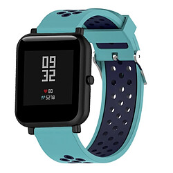 Wewoo Bracelet pour montre connectée Dragonne sport en silicone bicolore Xiaomi Huami Amazfit Bip Lite version 20 mm bleu foncé + bébé