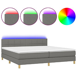 vidaXL Sommier à lattes de lit et matelas et LED Gris foncé 200x200 cm