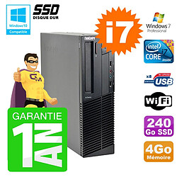 PC Lenovo M91p SFF Intel I7-2600 4Go Disque 240Go SSD Graveur Wifi W7 · Occasion 