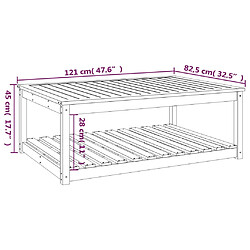 vidaXL Table de jardin noir 121x82,5x45 cm bois massif de pin pas cher