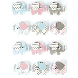 Graines Creatives 12 stickers 3D - Elephants 4,3 cm 