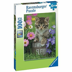 Ludendo Puzzle 100 pièces Ravensburger - Chaton parmi les fleurs 