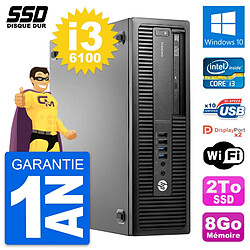 PC HP EliteDesk 800 G2 SFF Intel Core i3-6100 RAM 8Go SSD 2To Windows 10 Wifi · Occasion 