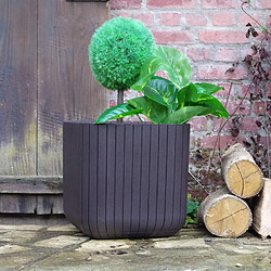 Keter Pot de fleur Cube Wood Planter L marron aspect bois