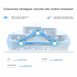 TP-Link WiFi 6E Mesh AXE5400Mbps Deco XE75 Pro(2-Pack), Couverture WiFi de 500?, Tri-Bande, WPA3, idéal pour Les Grandes Maisons, Compatible avec Alexa, 1× 2.5G Port and 2× Gigabit Ports pas cher