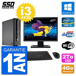 PC HP ProDesk 400 G1 SFF Ecran 27" Intel i3-4130 RAM 4Go SSD 2To Windows 10 Wifi - Occasion