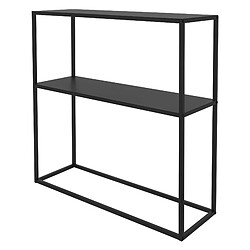 ML-Design Table Console avec 1 Étagère, Métal Noir, 80x26x80 cm, Support pour Fleurs/Livres, Tabouret pour Plantes, Étagère pour Plantes, Table d'appoint Industriel, Décoration Meuble d'Entrée/Salon