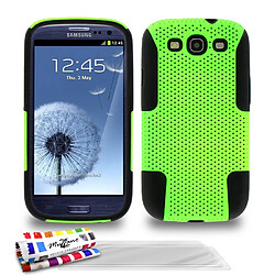 Muzzano Coque + 3 Films SAMSUNG GALAXY S3 / I9300 ""Alveolia Cross Premium"" Vert et noir