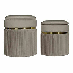 Paris Prix Lot de 2 Tabourets Zora 44cm Taupe & Or