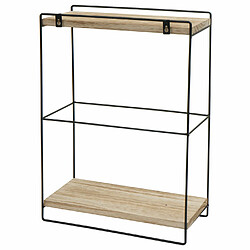 Mendler Etagère murale HWC-K77, étagère suspendue Etagère de cuisine, bois massif métal industriel 2 étagères 50x35x17cm ~ naturel pas cher