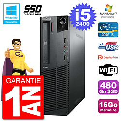 PC Lenovo ThinkCentre M82 SFF i5-2400 RAM 16Go SSD 480Go Graveur DVD Wifi W7 · Occasion 