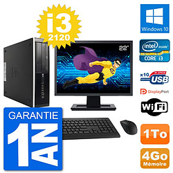 PC HP 8300 SFF Ecran 22" Intel i3-2120 RAM 4Go Disque Dur 1To Windows 10 Wifi - Occasion