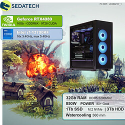 Sedatech PC Gamer Pro • Intel i7-13700KF • RTX4080 • 32 Go DDR5 • 1To SSD M.2 • 3To HDD • sans OS