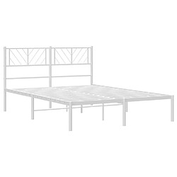 Acheter Maison Chic Lit adulte - Cadre de lit métal avec tête de lit pour chambre blanc 135x190 cm -MN70193