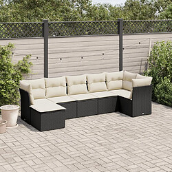 Maison Chic Ensemble Tables et chaises d'extérieur 7pcs avec coussins,Salon de jardin noir résine tressée -GKD352197