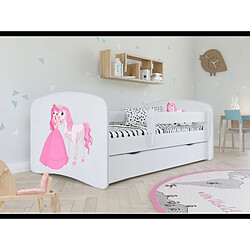 Lit Babydreams, princesse blanche, cheval sans tiroir, matelas 140/70