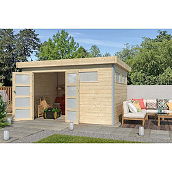 Gardenas Chalet en bois profil aluminium contemporain 14.82 m² Avec gouttière.