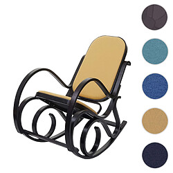 Mendler Fauteuil à bascule M41, fauteuil TV, bois massif ~ Aspect noyer, tissu/textile jaune