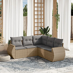 vidaXL Salon de jardin avec coussins 5 pcs beige résine tressée