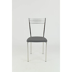 Avis t m c s Tommychairs - Set 4 chaises ELENA pour cuisine, bar et salle à manger, robuste structure en acier chromé et assise rembourrée et revêtue en cuir artificiel couleur gris foncé