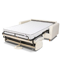 Inside 75 Canapé VIRGOLA convertible express matelas 16 cm sommier lattes 140 cm velours cotelé zoom perle