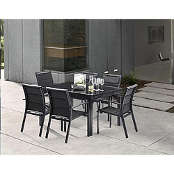 Wilsa Garden Salon de jardin moderne 6 personnes Modulo noir.