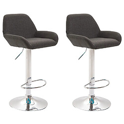 Decoshop26 Lot de 2 tabourets de bar repose-pieds en forme d'arc en métal chromé assise en tissu gris foncé 10_0004040 