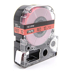 vhbw cassette à bande cartouche 12mm noir sur rouge pour imprimante d´étiquette Epson LabelWorks LW-1000P, LW-600P remplace LC-4YRN, SC12RW. 