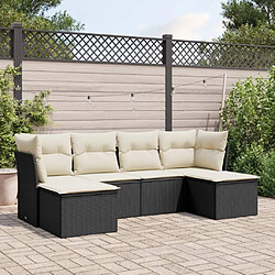 Maison Chic Ensemble Tables et chaises d'extérieur 6pcs avec coussins,Salon de jardin noir résine tressée -GKD927011