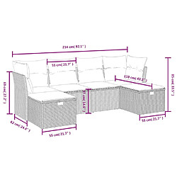 Avis vidaXL Salon de jardin avec coussins 6 pcs marron résine tressée