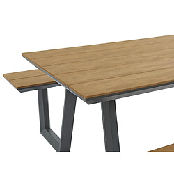 Vente-Unique Salle à manger de jardin en aluminium et polywood : table L.200 cm + 2 bancs - Anthracite et naturel clair - VLASTI de MYLIA pas cher