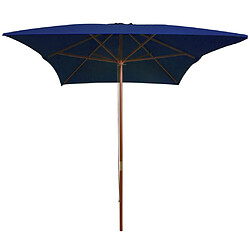 vidaXL Parasol de jardin avec mât en bois bleu 200x300 cm