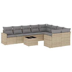 Maison Chic Salon de jardin avec coussins 10 pcs | Ensemble de Table et chaises | Mobilier d'Extérieur beige résine tressée -GKD95412