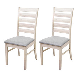 Decoshop26 Lot de 2 chaises de salle à manger cuisine chaise tissu gris et bois massif clair 04_0000399 