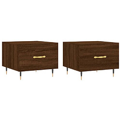 vidaXL Tables basses 2 pcs chêne marron 50x50x40 cm bois d'ingénierie