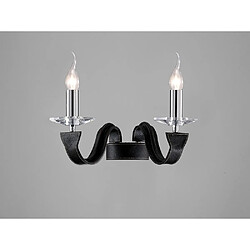 Luminaire Center Applique murale Nardini 2 Ampoules chrome poli/Faux cuir noir/cristal