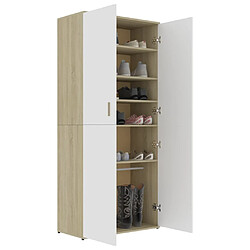 Acheter vidaXL Armoire à chaussures Blanc et chêne sonoma Bois d'ingénierie