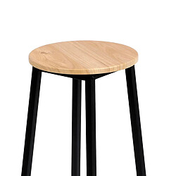 Lot de 2 tabourets de bar en bois avec struture en métal noir repose-pieds D30*H70 cm+Urban Living