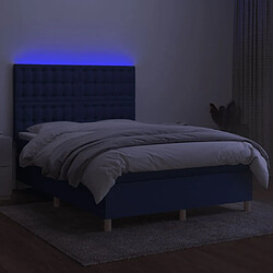 Avis vidaXL Sommier à lattes de lit et matelas et LED Bleu 140x200 cm Tissu