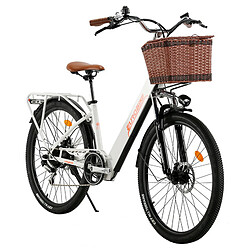 Vélo électrique EUROBIKE, pneu de 26'', moteur de 250W, batterie de 36V 10Ah, Cityrun-26 - Blanc