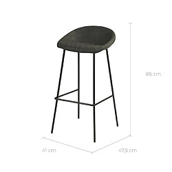 Rendez Vous Deco Chaise de bar Camini gris foncé 75 cm (lot de 2)