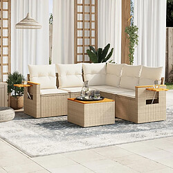 vidaXL Salon de jardin avec coussins 6 pcs beige résine tressée 